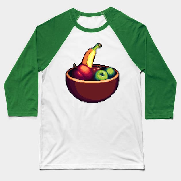 Fruit bowl pixel art Baseball T-Shirt by HogFrog